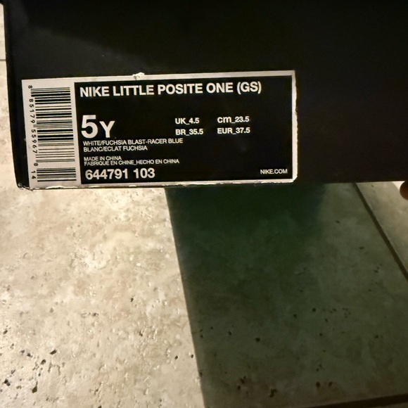 Nike Little Posite One GS in White and Blue - Picture 1 of 5